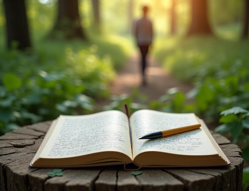 Analog wellness practices including nature walks and journaling