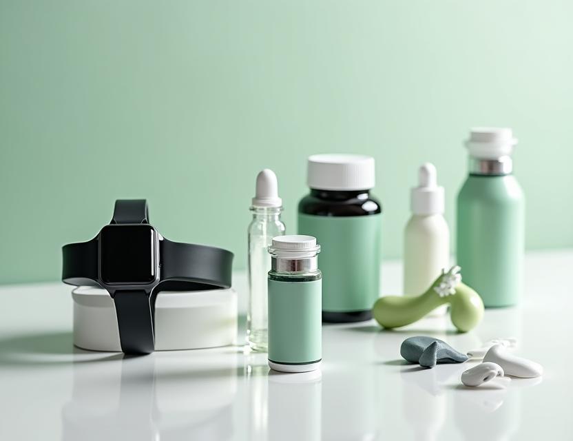Curated wellness products including smart wearables and supplements